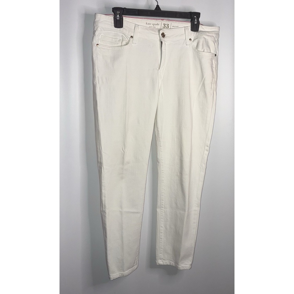 Kate Spade Broome Street Jeans Size 33 Play Hooky Straight Leg White Denim Pants